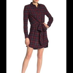 RAG & bone Falicia Plaid Tie Waist Shirt Dress NWT